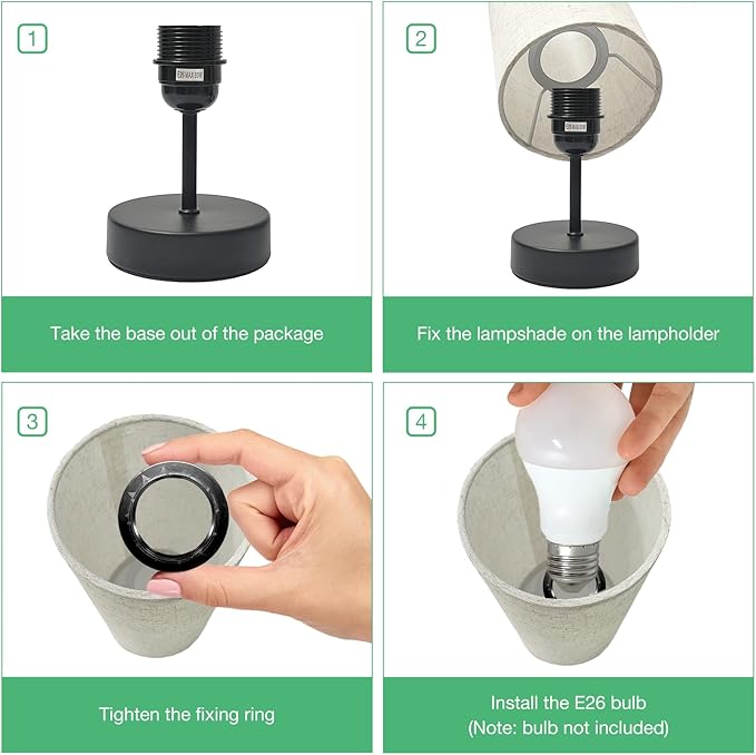 Small Table Lamp, Minimalist with Flaxen Shade, 9 Inch Design for Bedroom & Dorm Room, 2 Pack