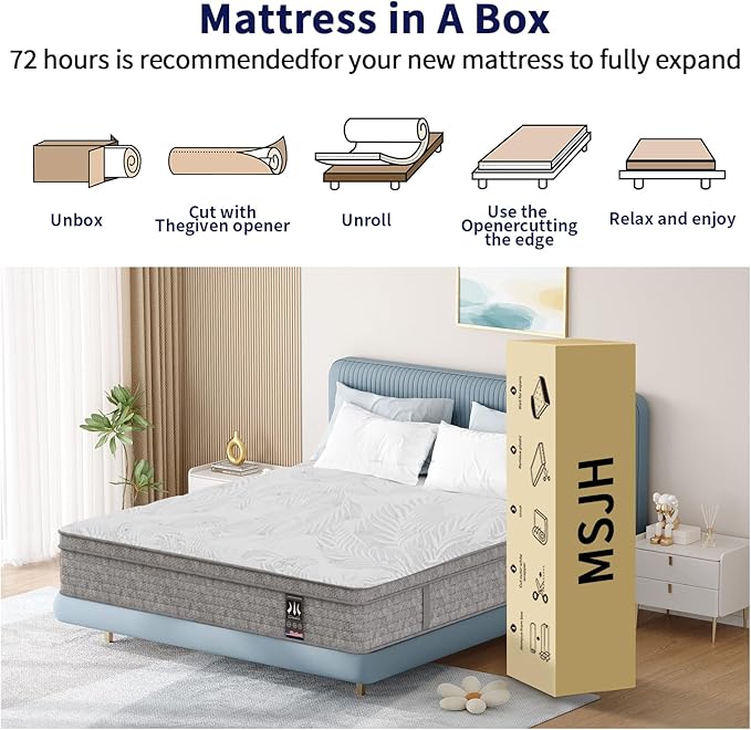 King Mattress 14 Inch, Memory Foam Mattress with Pocket Spring, Soft & Comfortable Medium Firm, Motion Isolation, Pressure Relief, CertiPUR-US Certified (80"*76"*14")