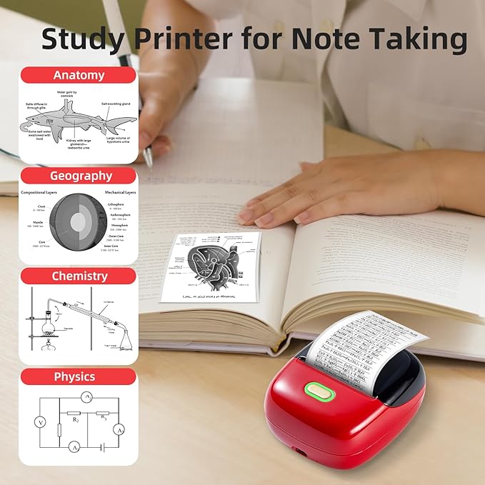 ORGSTA S002 Sticker Printer - Mini Printer Portable Thermal Sticker Maker, Bluetooth Print Pod Inkless Label Maker for Photos, Journal, Receipts, DIY Creation