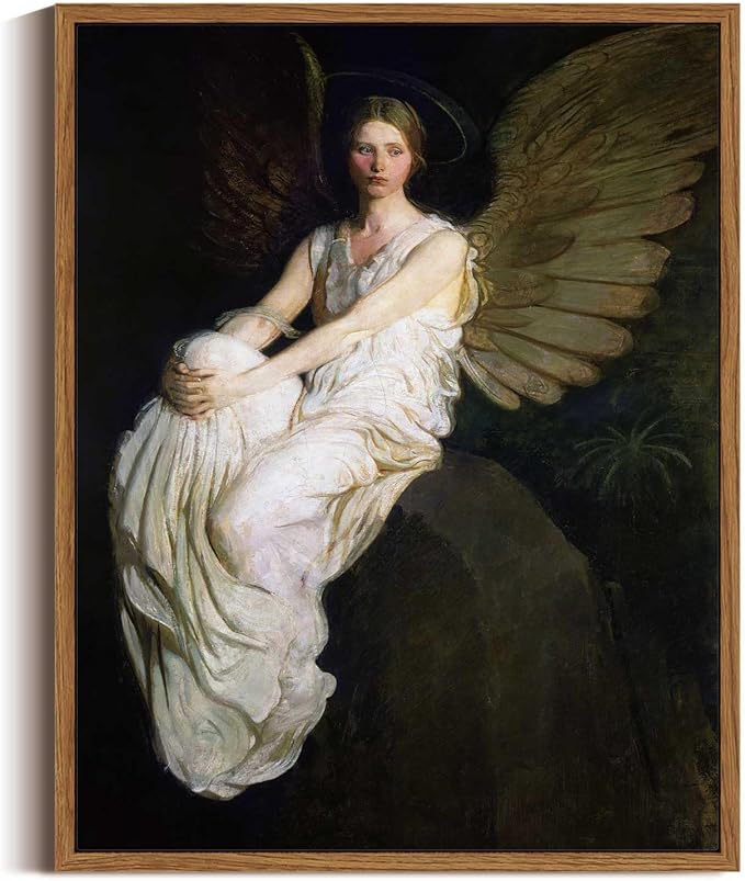 InSimSea Framed Wall Art for Living Room Dark Academia Wall Art Decor Canvas Prints Home Decor Stevenson Angel Vintage America Country Memorial Classical Oil Painting Wall Decor for Bedroom 11x14in