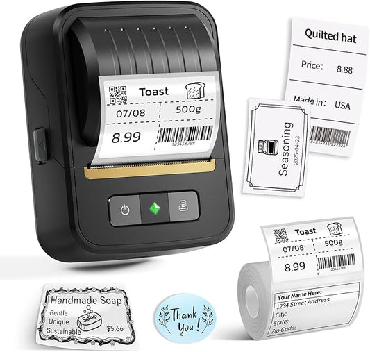 Label Maker Machine with Tape, Bluetooth Label Makers, Portable Thermal Label Printer Easy to Use for Small Business, Home, Office, School, Barcode, Address, Sticker Printer for Phone