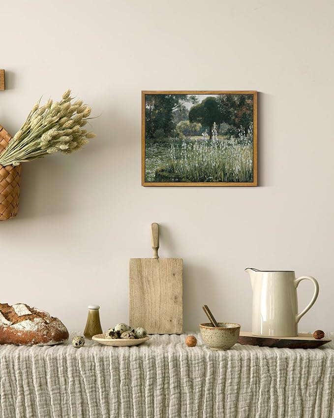 InSimSea Framed Canvas Wall Art Vintage Decor, Landscape Wall Art, Wall Art for Living Room, Summer Hyacinths Vintage Prints Wall Decorations for Living Room Bedroom Office, 9"x11"