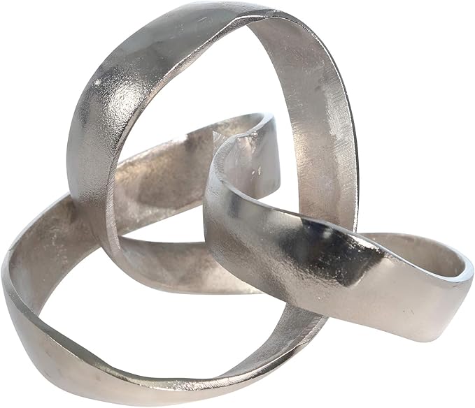 Metal Decorative Object – Minimalist Shelves & Coffee Table Decor – Aluminum Knot Sculpture Modern Home Decor for Office, Bedroom & Living Room – 8" x 7", Silver