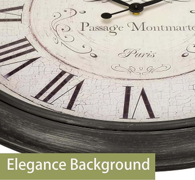 Extra Large Wall Clock, 30 Inch, Brown White, Silent Non-Ticking Quartz Movement, Battery Operated, Decorative Roman Numeral, Stylish Clock Living Room, Office, Home Decor