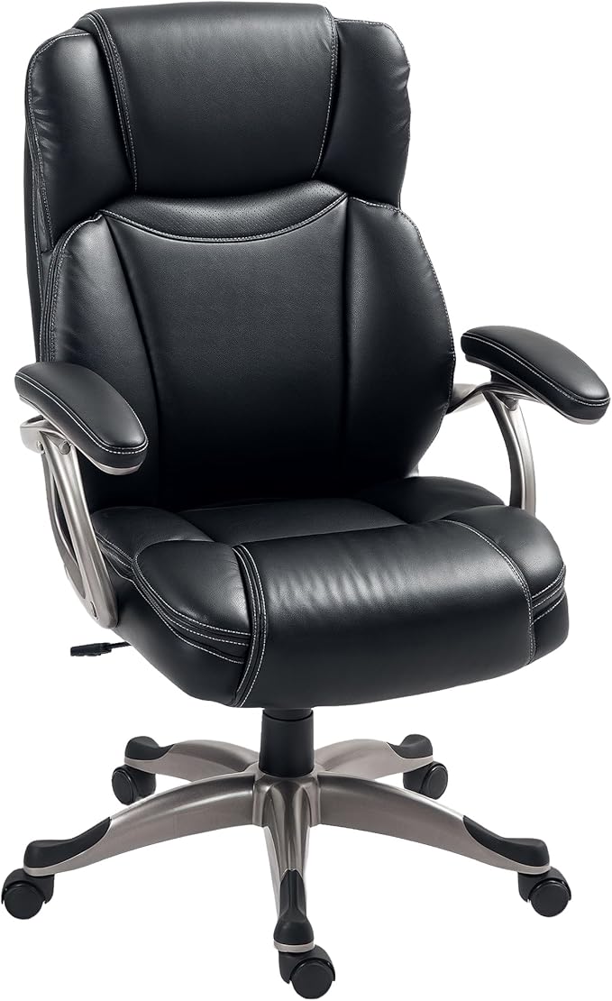 HOMCOM Executive Office Chair with Tilt Function, PU Leather High Back Desk Chair, Swivel Computer Chair with Adjustable Height, Black