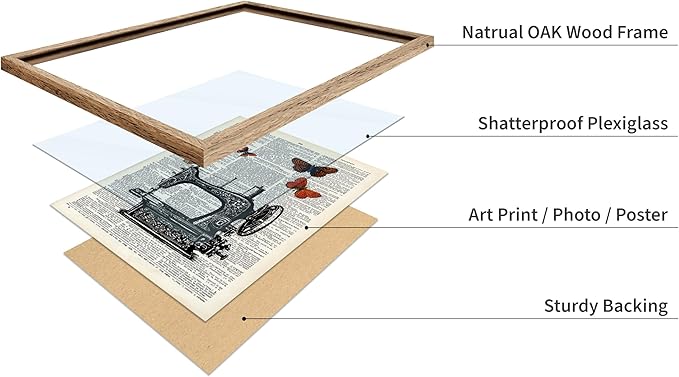 Poster Master Dictionary Art Poster - Sewing Machine Print - Sewing Art - Butterfly Art - Gift for Men, Women & Dressmaker - Chic Decor for Living Room, Bedroom or Office, 16x20 Beige Framed
