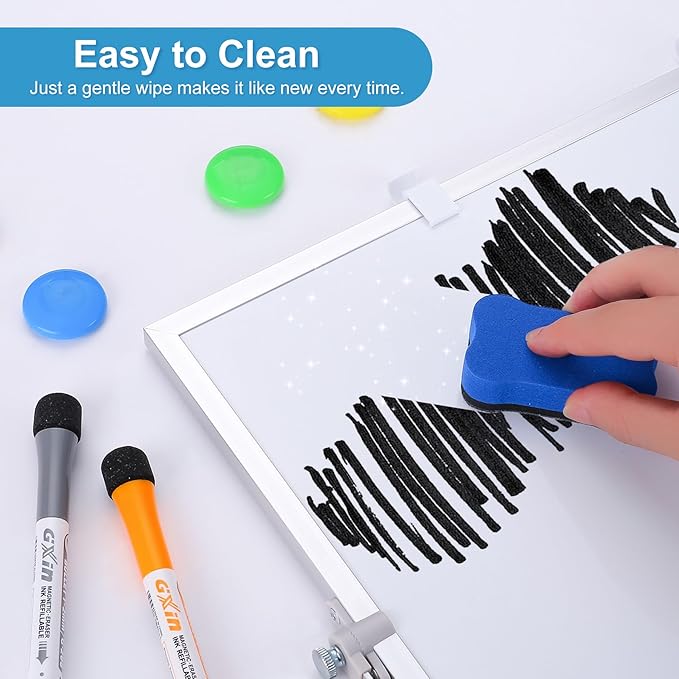 Magnetic Dry Erase Board, 16x12 Inch, Double-Sided Desktop Whiteboard with Stand, White Board for Kids, Home, School, Office