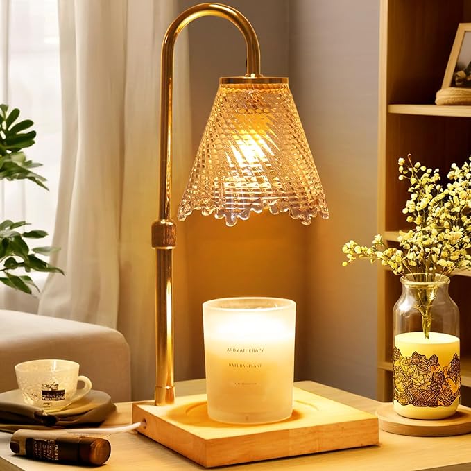Adjustable Candle Warmer Lamp with Timer: Birthday Gifts for Women New Home Decor - Wax Melt Warmer Gifts for Women for Jar Candles (Gold)