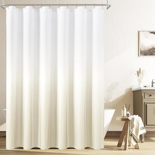 Naturoom Warm Beige Shower Curtains for Bathroom,Ombre Cloth Fabric Shower Curtain Set with 12 Hooks Denim Blue Bathroom Decor 72 x 72