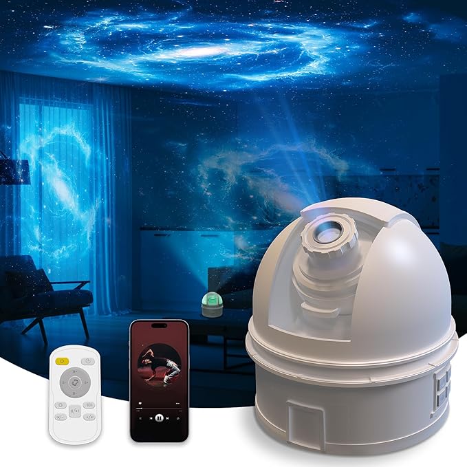 Planetarium Star Projector for Bedroom Decor with Bluetooth Speaker, 12 in 1 Galaxy Projector for Kids Adults Space Galaxy Lamp, 12 Planet Milky Way Discs, 8 White Noises, 8 Colors Night Light, Timer