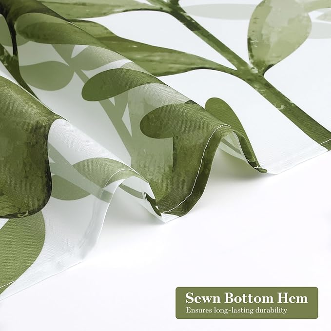MitoVilla Sage Green Eucalyptus Shower Curtain, Plant Leaves Vintage Fabric Shower Curtains for Rustic Bathroom Decor, Chic Modern Botanical Shower Curtain, 72x72