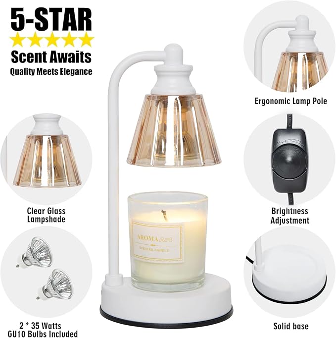 Candle Warmer Lamp, with Wax Warmer Dish, Dimmable for Jar Candles, Melter Electric Scented Candle Electric Melter Light, Home Decor and Gift for Mom and Family