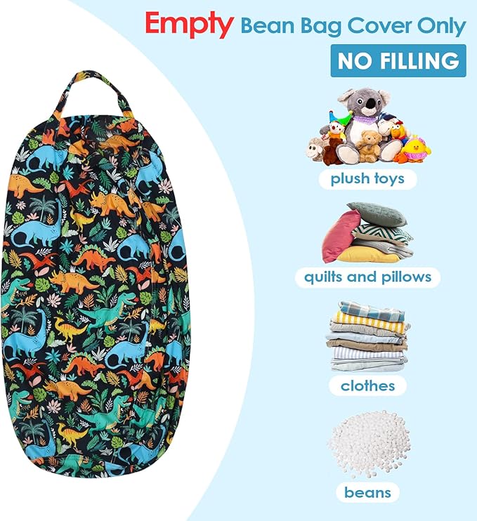 Bean Bag Chair for Kids Stuffed Animal Storage Beanbag Chairs,Toddler Toy Storage Organizer for Girls and Boys,32'' Cover Only（No Filling)