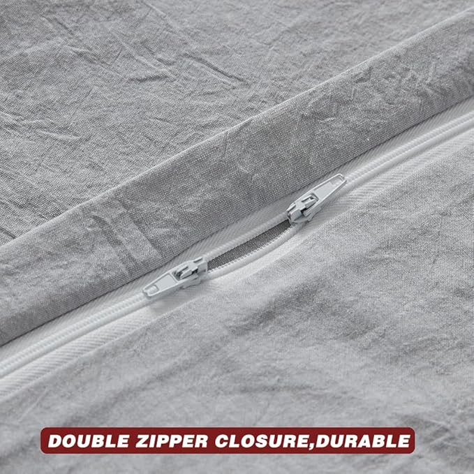 FACE TWO FACE Bedding Duvet Cover Set100% Washed Cotton Duvet Cover Linen Like Textured Breathable Durable Soft Comfy(California King, Lavender Grey)