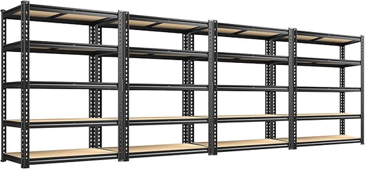 REIBII 2020LBS Storage Shelves 5 Tier Garage Shelving Heavy Duty Adjustable Garage Shelves, Utility Rack Shelf, Shelving Units for Storage Warehouse Pantry Closet, 35.5" W x 11.9" D x 72" H, 4 Pack