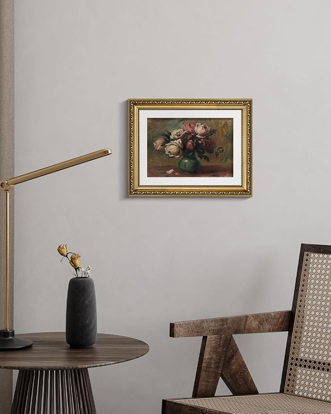 VIYYIEA Gold Framed Wall Art Canvas Print Home Decor Flower Art Vintage Botanical Prints Rustic Farmhouse Wall Decor Mid Century Art Prints Floral Room Decor Wall Pictures Living Room Bedroom 11x14in