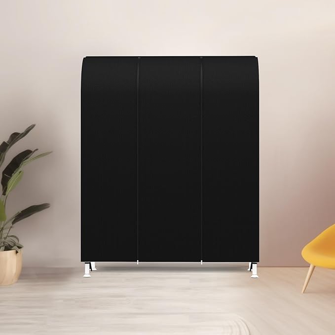 Zilink 50'' Garment Rack Cover Dustproof Clothes Rack Cover Breathable Garment Bags Protector Wardrobe Cover with 2 Durable Zippers for Garment Rack, Black, (Rack Not Included)