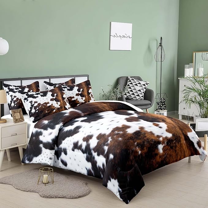Tailor Shop Full Size Bedding Set with Cow Print, 3Pcs Comforter and Pillowcases, All Seasons, for Kids Teens Boys Girls