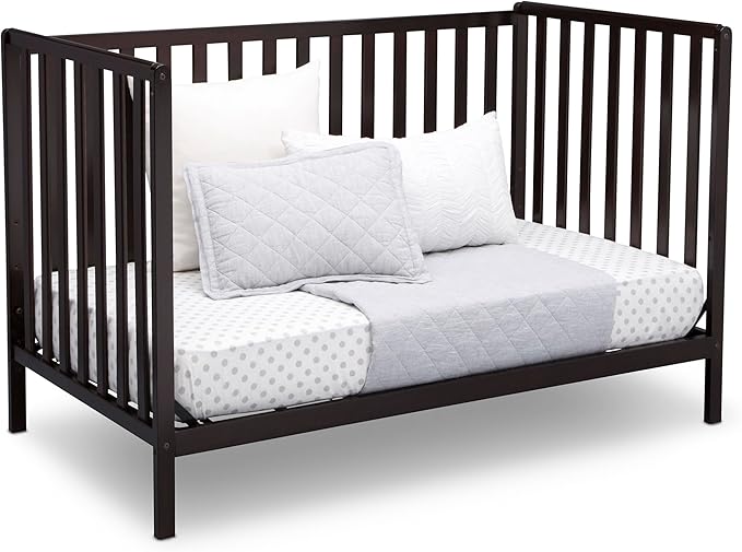 Delta Children Heartland 4-in-1 Convertible Crib - Greenguard Gold Certified, Dark Chocolate