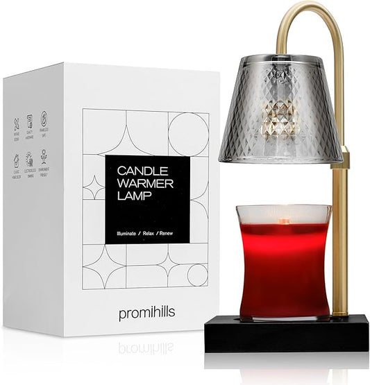 Candle Warmer Lamp: Adjustable Height, Dimmer, and On/Off Timer (8H/4H/2H) - an Elegant and Creative Gift, Fits Various Sizes of Scented Candles(Black)