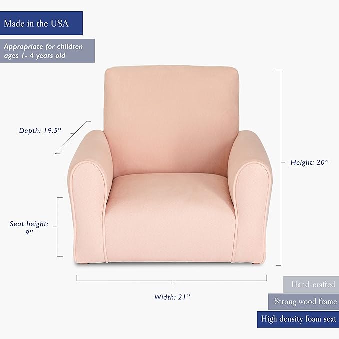 Kid Rocking Chair for Toddlers, Child Chair for Little Kids, Upholstered Toddler Armchair for Children, Comfy and Cute Little Kid Chairs (Rockers, Blush)