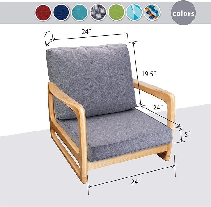 JMGBird Patio Chair Cushion Set, Outdoor Seat Cushion 24"x24" Patio Cushions for Outdoor Furniture