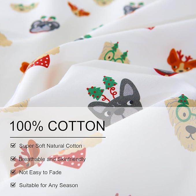 Ivellow Twin Duvet Cover for Kids Cartoon 100% Cotton Kids' Duvet Cover Sets Dog Animal Patterned Duvet Cover Ultra Soft Breathable Cute Toddler Bedding Set Zipper Closure Boys Girls Teens