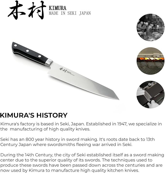 Kimura Kiritsuke Knife, [Made in Japan], 8 inch Professional Chef Knife, Ultra Sharp High Carbon Molybdenum Stainless Steel Kitchen Knives, Chefs Knives with Ergonomic Handle - Japanese Bunka