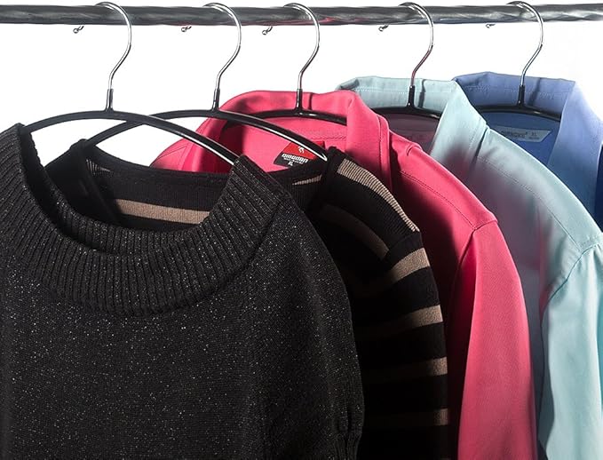 Tosnail 20 Pack Black Super Grippy Slip-Reducing Contour Shirt Hangers, Sweater Hangers, Dimple & Crease Free Hanger Solution - Black