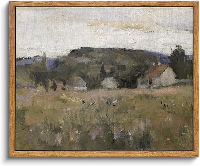 InSimSea Framed Wall Art for Living Room Vintage Landscape Prints Framed Canvas Art Wall Decor Abstract Serene Countryside Scene Wall Prints Mid Century Modern Decor for Bedroom Office 9x11in