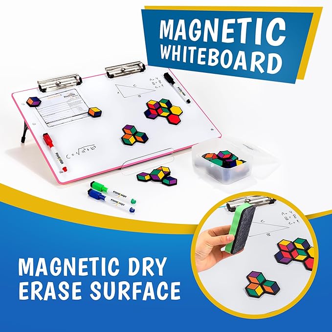 Slant Board for Writing - Adjustable Magnetic Whiteboard & 22° Angle Ergonomic Desk for Reading, Writing, & Drawing for Students, Teachers – Ideal for Posture, Study, & Orientation – Pink