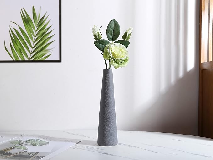 Ceramic Vase, Modern Home Decor Ceramic Vase, Frosted Porcelain Vase, Grey Minimalist Vase,Living Room Decoration，Ideal Shelf, Best Decoration. (Grey)