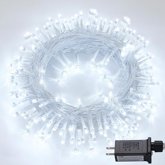 JMEXSUSS 150 LED White Christmas Lights Indoor Outdoor Waterproof, 59 Ft Connectable White String Lights Plug in, 8 Modes Twinkle Fairy Light for Bedroom Room Party Christmas Tree Decor