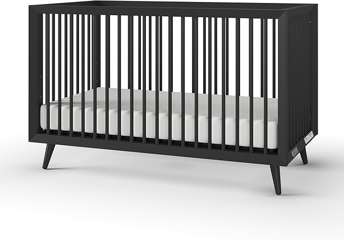 Child Craft Cranbrook 4-in-1 Convertible Crib, Baby Crib Converts to Day Bed, Toddler Bed and Full Size Bed, 3 Adjustable Mattress Positions, Non-Toxic, Baby Safe Finish (Ebony)