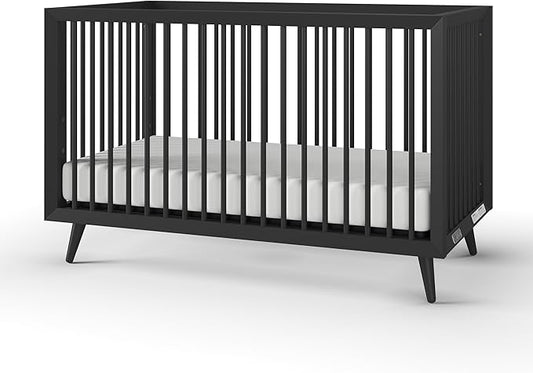 Child Craft Cranbrook 4-in-1 Convertible Crib, Baby Crib Converts to Day Bed, Toddler Bed and Full Size Bed, 3 Adjustable Mattress Positions, Non-Toxic, Baby Safe Finish (Ebony)