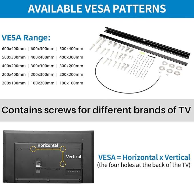 Antimbee Studless Drywall TV Mount for 32-75 inch TVs, No Stud TV Wall Bracket Max VESA 600x400mm up to 150 lbs Universal Fits Most LED LCD Plasma Flat/Curved Screen TVs & Monitors