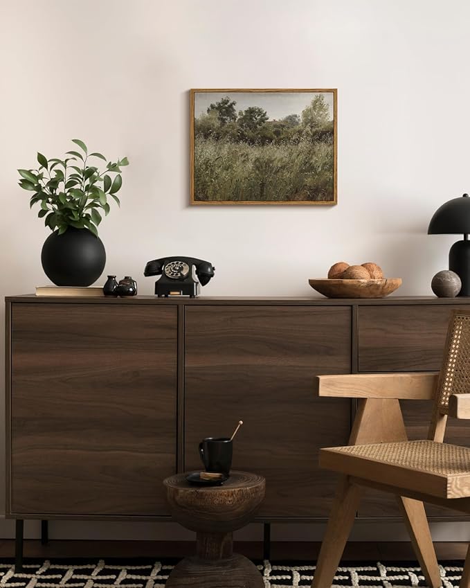 InSimSea Framed Canvas Wall Art Vintage Decor, Painting Wall Decor, Grassland Nature Framed Artwork for Walls, Nature Scenic Living Room Pictures Wall Decor, Bathroom Bedroom Office Decor, 11"x14"