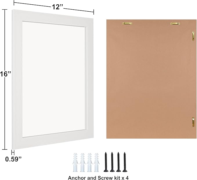 Ruomeng Wall Mirror Rectangle Decorative Mirror 12" x 16" for Entryway, Bedroom, Living Room, White