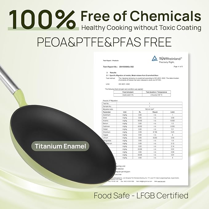 KOKHUB Upgraded 11 Inch Cast Iron Skillet, Titanium Enameled Nonstick Frying Pan, PFOA/PFAS-Free Cooking Pan, Dishwasher & Oven Safe Kitchen Cookware, Compatible with All Cooktops, Sage Green