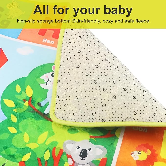 Baby Play Mat for Floor, Non-Slip Playmat for Toddlers & Infants, Extra Thick Large Padded Educational ABC Kids Rug for Crawling & Playing Super Soft Plush Surface to Keep Safe(60"x80")