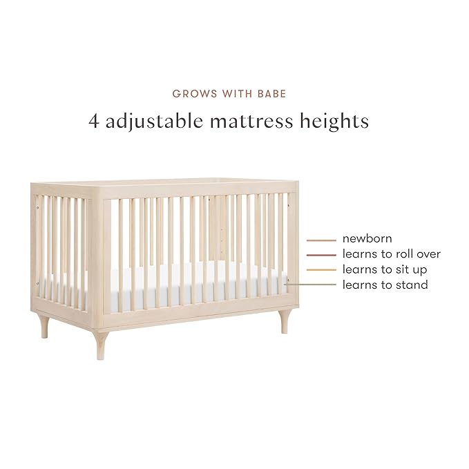 babyletto Lolly 3-in-1 Convertible Baby Crib - GREENGUARD Gold Certified Convertible Crib to Toddler Bed & Daybed - Wooden Baby Bed, 4 Adjustable Mattress Heights, Easy to Assemble - Washed Natural