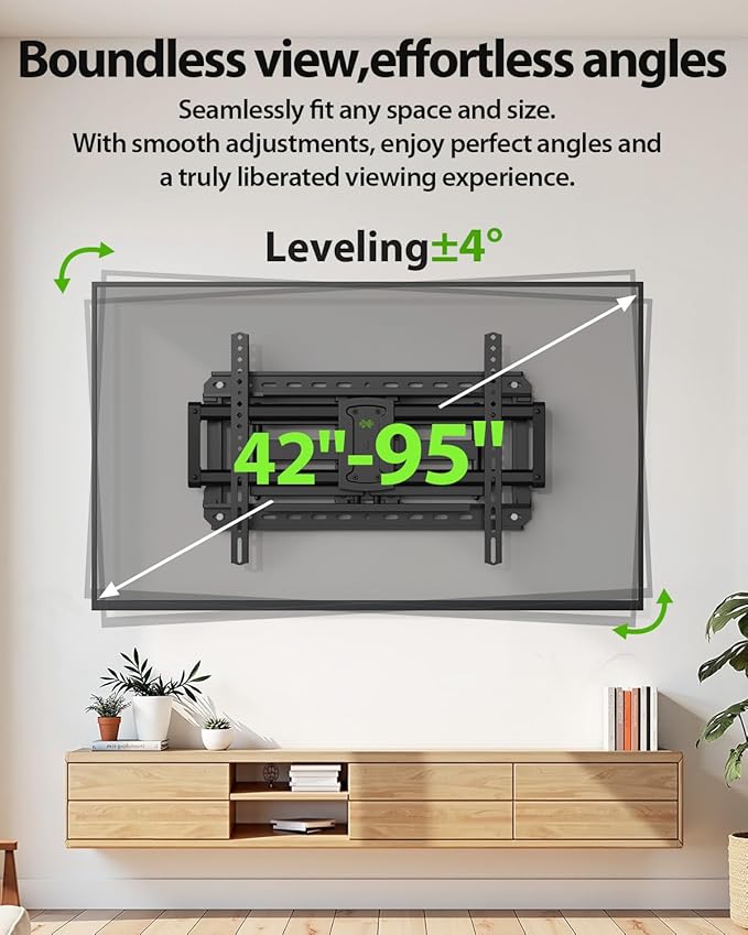 USX MOUNT Full Motion TV Wall Mount for Large TVs 42-95 Inch up to 150 lbs, Wall Mount TV Bracket with Swivel and Tilt, Fits 16",18", 24" Wood Studs, Max VESA 600x400mm Fit 65+ 75+ 85 86 90 TVs XML025