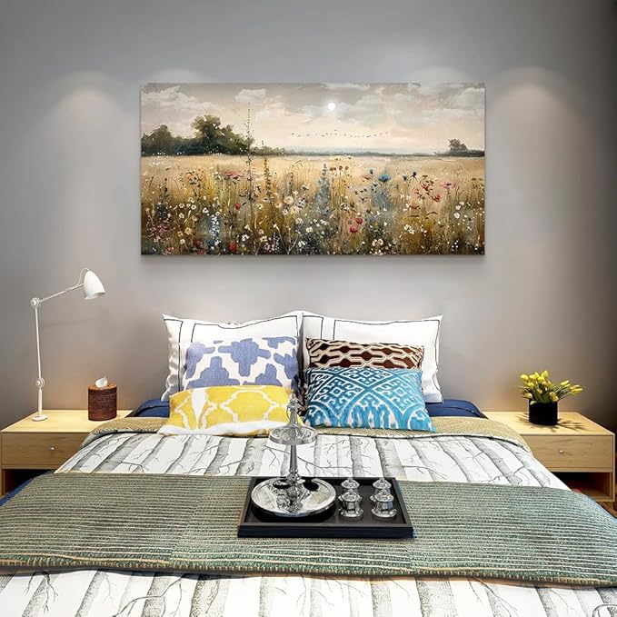 Wapluam Wall Decor For Living Room Canvas Prints Wall Art Bedroom Office Decoration Vintage Abstract Painting Rural Natural Landscape Pictures Artworks Ready To Hang Farmhouse Aesthetic Home Decor