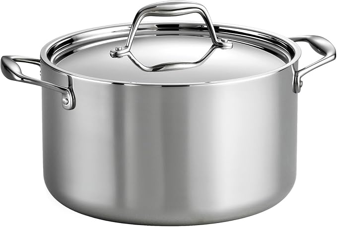 Tramontina Signature Tri-Ply Clad Stainless Steel 6-Quart Sauce Pot with Lid, Induction-Ready Pot, Dishwasher-Safe, NSF-Certified, Made in Brazil