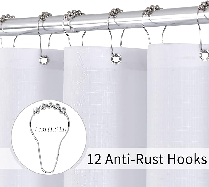 96 inch Blue Shower Curtains for Bathroom, Ombre Textured Fabric Long Shower Curtain Set with 12 Hooks, Machine Washable, Navy Indigo Blue Bathroom Decor 72 x 96 Extra Long