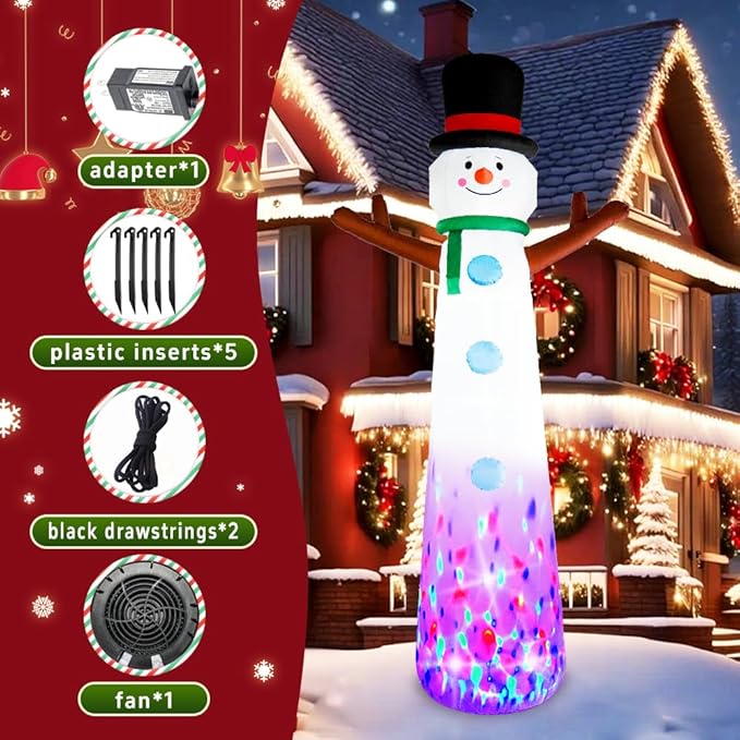 12ft Christmas Snowman Inflatable Outdoor Decoration Yard Decoration Built-in LED Lights for Christmas Holiday Party Indoor, Outdoor, Yard, and Lawn Decorations