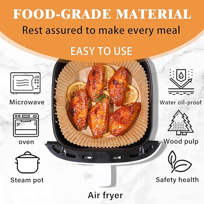 Air Fryer Disposable Paper Liners for Ninja AF101, 125 Pcs Round Parchment Cooking Liner for Airfryer, Microwave Oven, Frying Pan, 6.3 Inch Oil-proof Filters Sheets for 2 3 4 4.5 Qt Baking Basket