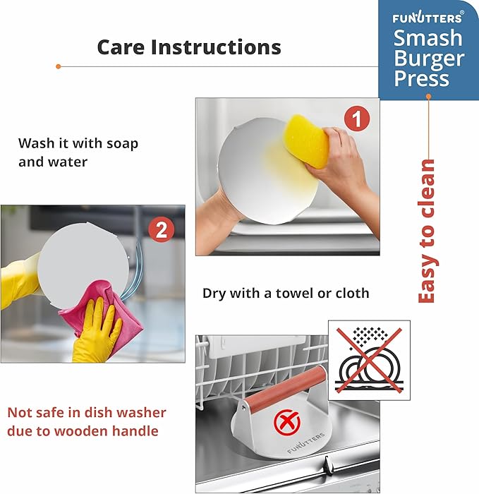 Smash Burger Press Patty Maker, 6'' Hamburger Smasher Tool, Heavy-Duty Stainless Steel 304, BBQ Grill and Flattop Griddle Accessory - Commercial Grade