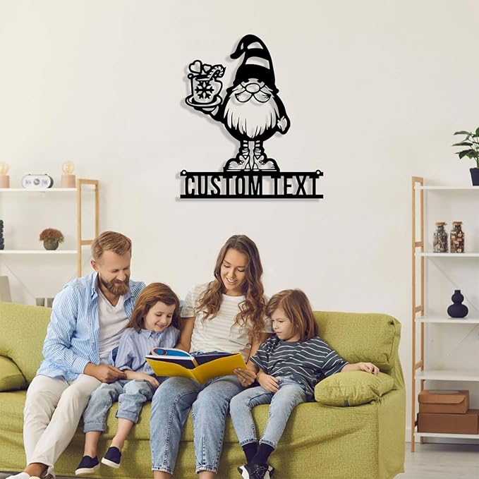 Personalized Christmas Theme Metal Sign, Custom Name Santa Claus Sign Wall Decor, Merry Christmas Tree Signs Outdoor Wall Decoration for Home Living Room, Bedroom, Office, Garden, Porch