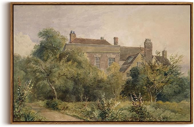 InSimSea Framed Canvas Wall Art Vintage Decor, Home Decor Classical Scenery Landscape Cottage Paintings, Large Wall Decorations for Living Room Home Farmhouse Bathroom Decor, 20"x30"